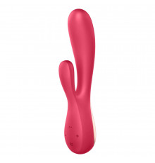 Красный вибратор-кролик Satisfyer Mono Flex с управлением через приложение - 20,4 см.