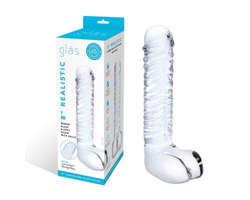 Прозрачный фаллоимитатор 8  Realistic Ribbed Glass Dildo - 20,3 см.