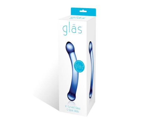 Заказать Синий изогнутый фаллоимитатор Curved G-Spot Glass Dildo - 16 см.