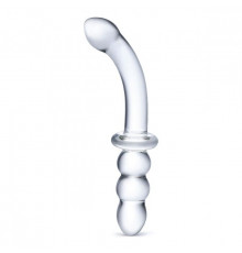 Прозрачный ребристый двусторонний стимулятор Ribbed G-Spot - 20 см.