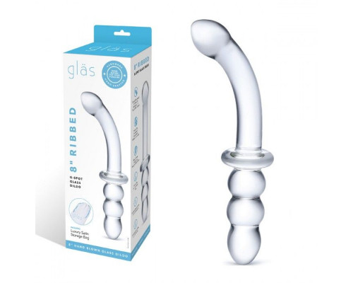 Заказать Прозрачный ребристый двусторонний стимулятор Ribbed G-Spot - 20 см.