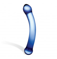 Синий изогнутый фаллоимитатор Curved G-Spot Glass Dildo - 16 см.