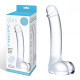 Заказать Прозрачный стеклянный фаллос с мошонкой Curved G-Spot - 18 см.