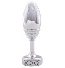 Серебристая анальная втулка Doxy Ribbed Butt Plug - 10,5 см.