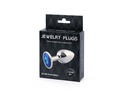 Заказать Анальное украшение SILVER PLUG SMALL с синим кристаллом - 7,2 см.