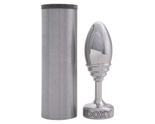 Серебристая анальная втулка Doxy Ribbed Butt Plug - 10,5 см.