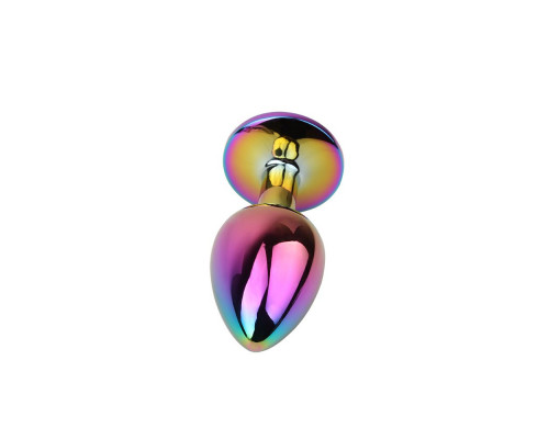 Радужная металлическая пробка Jewelled Metel Butt Plug - 7,1 см.