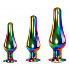 Набор из 3 радужных анальных пробок Rainbow Metal Plug Set