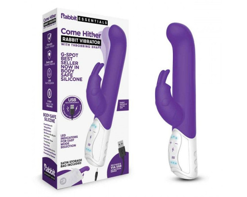 Фиолетовый вибромассажер для G-точки Come hither G-Spot Rabbit - 24,5 см.