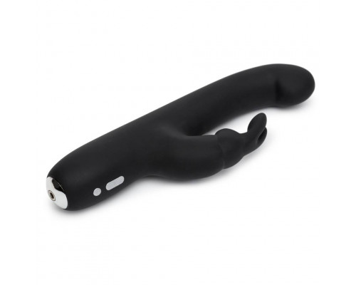 Заказать Чёрный вибратор Slimline G-Spot Rechargeable Rabbit Vibrator - 24,1 см.