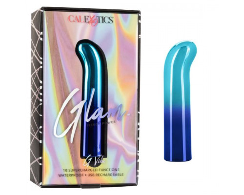 Заказать Голубой изогнутый мини-вибромассажер Glam G Vibe - 12 см.