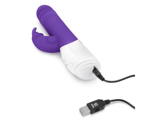 Фиолетовый пульсирующий вибромассажер G-Spot Thrusting Rabbit - 24 см.