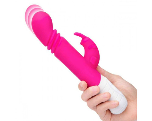 Розовый массажер для G-точки Slim Shaft thrusting G-spot Rabbit - 23 см.