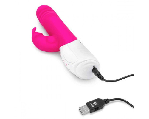 Розовый пульсирующий вибромассажер G-Spot Thrusting Rabbit - 24 см.