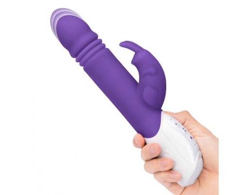 Фиолетовый пульсирующий вибромассажер G-Spot Thrusting Rabbit - 24 см.