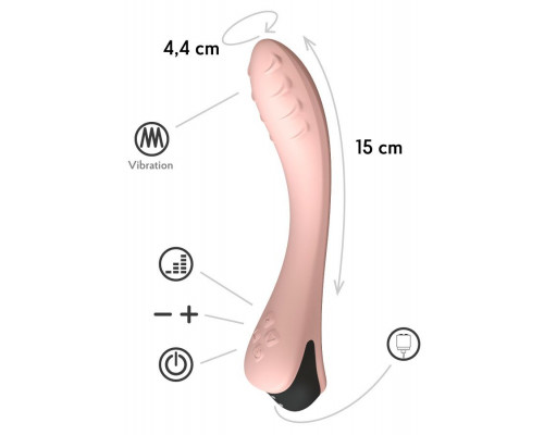 Заказать Персиковый вибратор для G-точки Apus - 19 см.