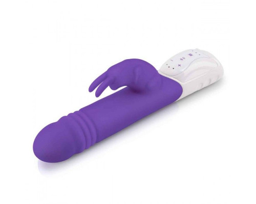 Фиолетовый пульсирующий вибромассажер G-Spot Thrusting Rabbit - 24 см.