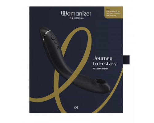 Темно-серый стимулятор G-точки Womanizer OG c технологией Pleasure Air и вибрацией - 17,7 см.