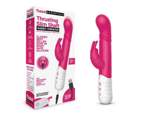 Розовый массажер для G-точки Slim Shaft thrusting G-spot Rabbit - 23 см.