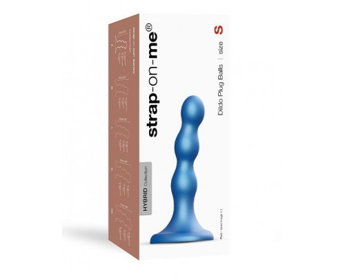 Голубая насадка Strap-On-Me Dildo Plug Balls size S