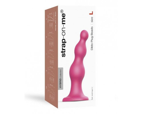 Розовая насадка Strap-On-Me Dildo Plug Beads size L