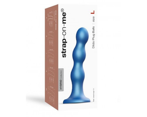 Голубая насадка Strap-On-Me Dildo Plug Balls size L