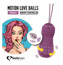 Фиолетовые вагинальные шарики с вращением бусин Remote Controlled Motion Love Balls Foxy