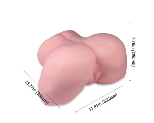 Реалистичный мастурбатор-полуторс с 2 рабочими отверстиями