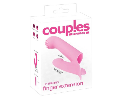 Заказать Нежно-розовая двойная вибронасадка на палец Vibrating Finger Extension - 17 см.