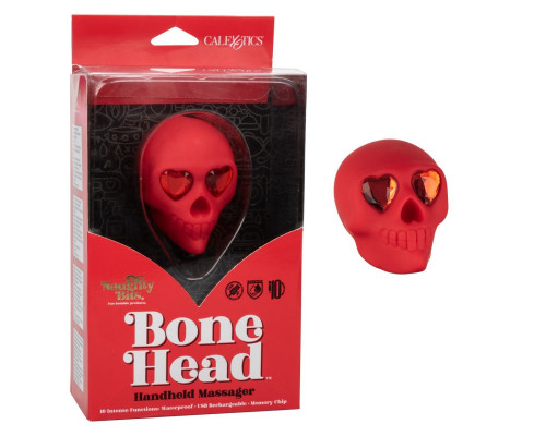 Красный вибромассажер в форме черепа Bone Head Handheld Massager