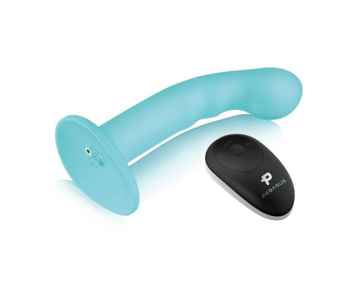 Голубая изогнутая насадка 6in Remote Control Ripple P-Spot G-Spot на черных трусиках - 16 см.