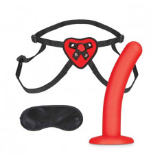 Красный поясной фаллоимитатор Red Heart Strap on Harness   5in Dildo Set - 12,25 см.